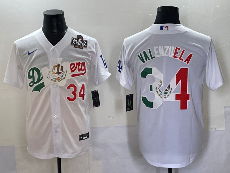 Men 2025 Los Angeles Dodgers #34 Valenzuela White Nike MLB Jersey style 7038